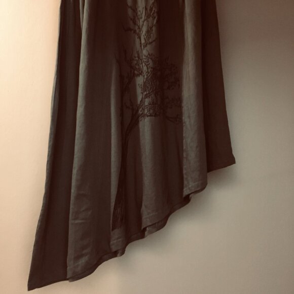 NWOT 100% Elfcore Organic Cotton Mossy Green Asymmetrical Tree Skirt - Picture 7 of 16